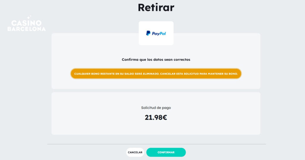 retirada casinos dinero real